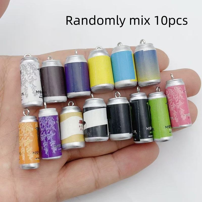 Resin Art Earrings - 10 Stück Mini-Simulations-Getränkedosen-Harzanhänger, bunte Nachbildungen von
