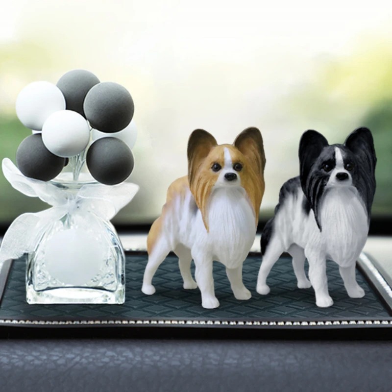 Resin Art Decoration Items - Simuliertes Papillon-Schmetterlingsohr-Hundemodell im Maßstab 1:6 für