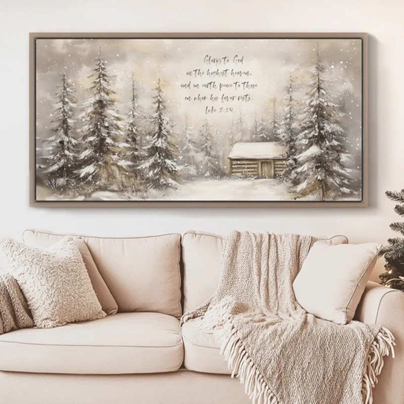 Resin Art Quote - Weihnachtliche Bibelvers-Wandkunstdrucke, Lukas Christliches Schriftzitat Winterwunderland-Kunstwerk