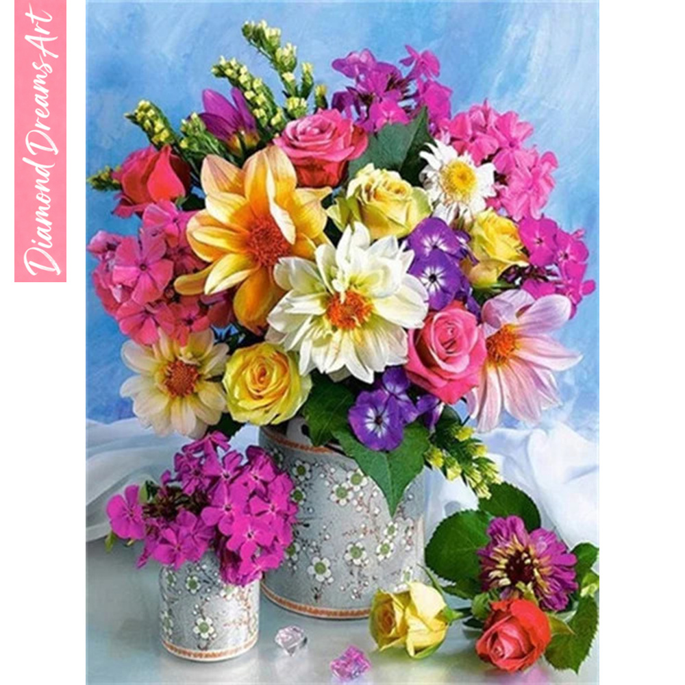 Resin Art Rose - Vollständiges Diamant-Mosaik Blumen 5D Diamantmalerei Rosen-Vase