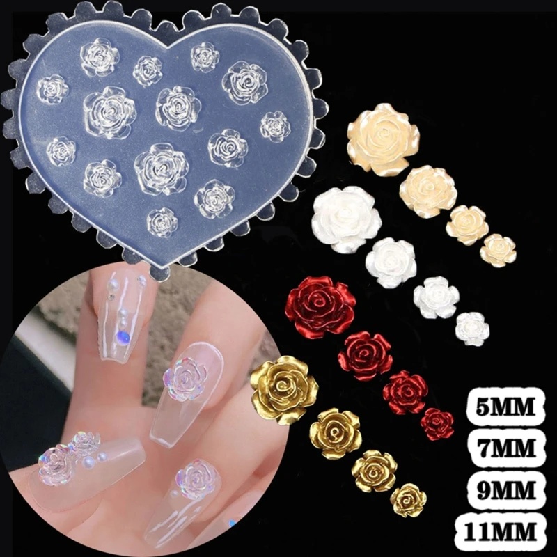 Resin Art Rose - 3D Rosenblüten Nagelkunst-Dekorationen Epoxidharz-Form Nagelornamente Silikonform