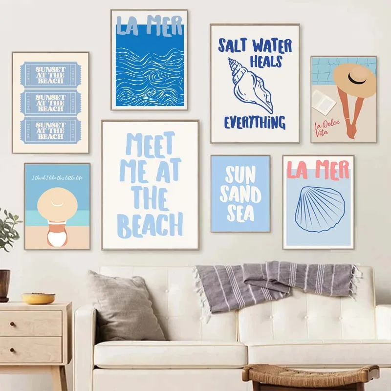 Resin Art Quote - Muscheln treffen mich am Strand Poster