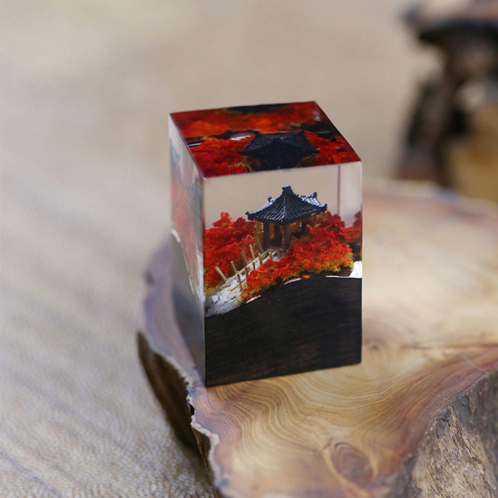 Resin Art Decoration Items - Chinesischer Pavillon-Siegel aus Epoxidharz, Kreatives Ornament,