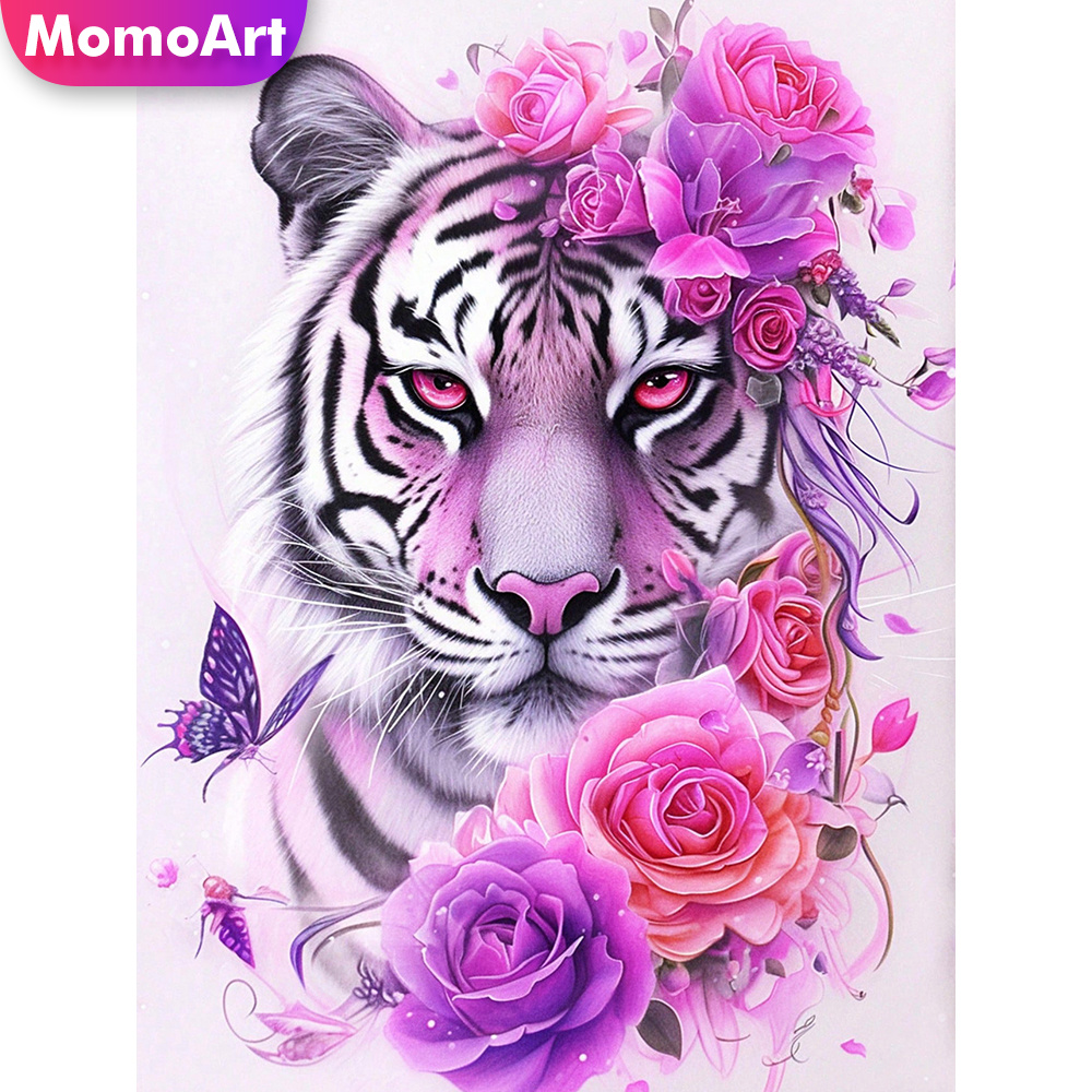 Resin Art Rose - Momoart Neuerscheinung Diamant-Stickerei Tiger Tier Strass-Gemälde